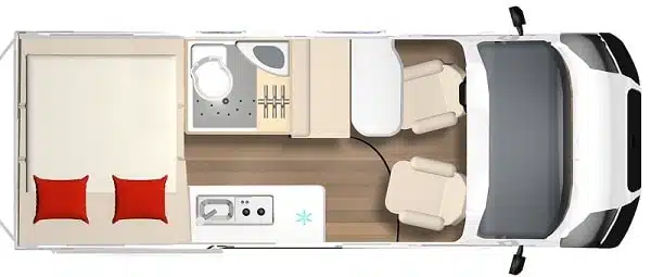 Plan d'aménagement du Fourgon Toit Relevable
